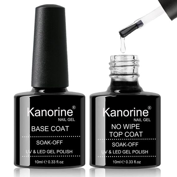 KANORINE Base Coat Top Coat UV LED Gel Nagellack Gellack 2×10ml, Farbe: Base&Top Coat