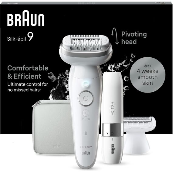 Braun Silk-épil 9 Epilierer 9-341 – Wet&Dry, Ladyshaver & FaceSpa Gesicht, Rasier- & Trimmeraufsatz, Grösse: + 5 Extras