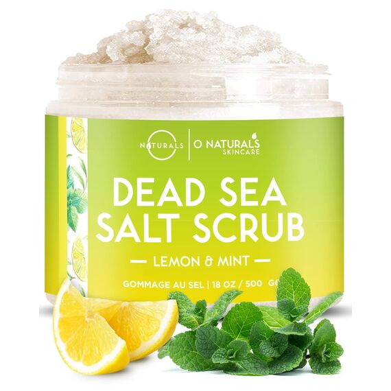 ONaturals Körperpeeling Lemon & Mint 510g – Totes Meer Salz, Feuchtigkeit & Hautpflege, Stil: Zitrone und Minze