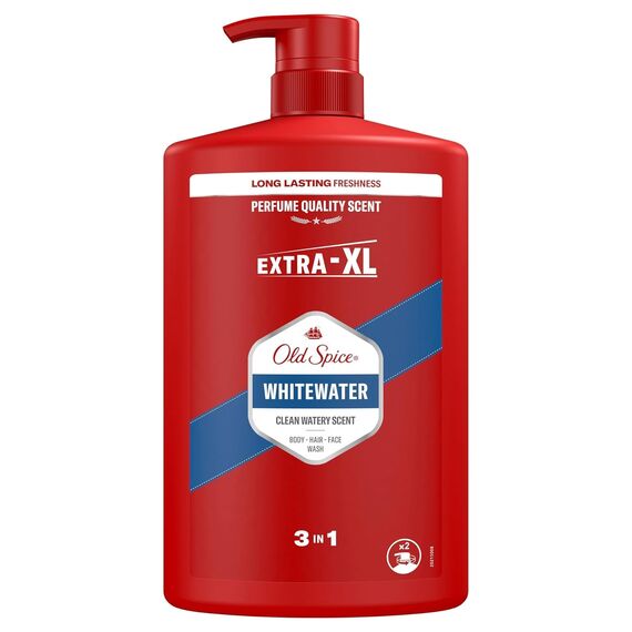 Old Spice Whitewater 3-in-1 Duschgel – Haar, Gesicht & Körper, 1000 ml, Frische & Tiefenreinigung, Stil: Whitewater