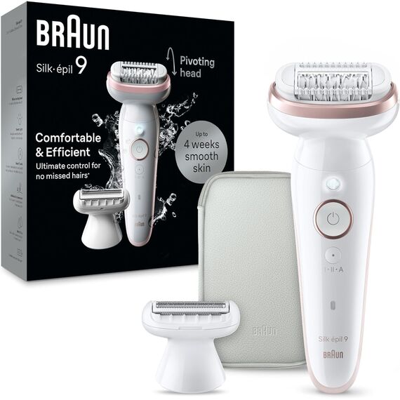 Braun Silk-épil 9 Epilierer SES9-030 – Wet&Dry, schwenkbarer Kopf, Ladyshaver & Trimmeraufsatz, seidig-glatte Haut, Grösse: + 3 Extras