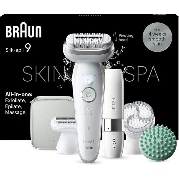 Braun Silk-épil 9 SkinSpa 9-381 – Epilierer Damen All-in-One mit Ladyshaver & FaceSpa, Grösse: + 7 Extras
