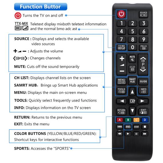 für Samsung-Fernbedienung-Smart-TV,UniversalFernbedienung für Samsung Fernseher Original,Ersatz Fernbedienung für AA59 BN59, Größe: Für Samsung TV, 2 image