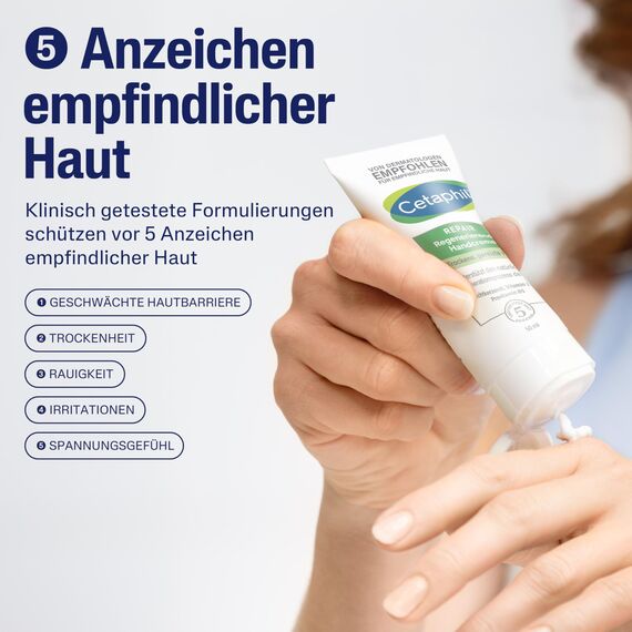 CETAPHIL Repair Regenerierende Handcreme, 50ml, Für beanspruchte, empfindliche und trockene Hände, Regeneriert nach belastender Tätigkeit, Mit Provitamin B5, Vitamin B3, Vitamin E & Nachtkerzensamenöl, Größe: 50 ml (1er Pack), Farbe: White, 2 image