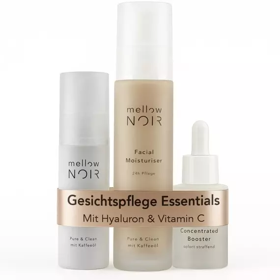 mellow NOIR Gesichtspflege-Set – Hyaluron, Vitamin C & Tagescreme | Naturkosmetik | Vegan & Anti-Aging