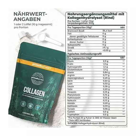 Primal Harvest Collagen Pulver – Bioaktives Hydrolysat aus Weidehaltung, geschmacksneutral & gut löslich, 9 image