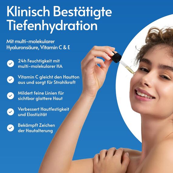 Hochdosiertes Hyaluron Serum mit Vitamin C & E, Anti-Aging & Feuchtigkeit, 60 ml, 3 image