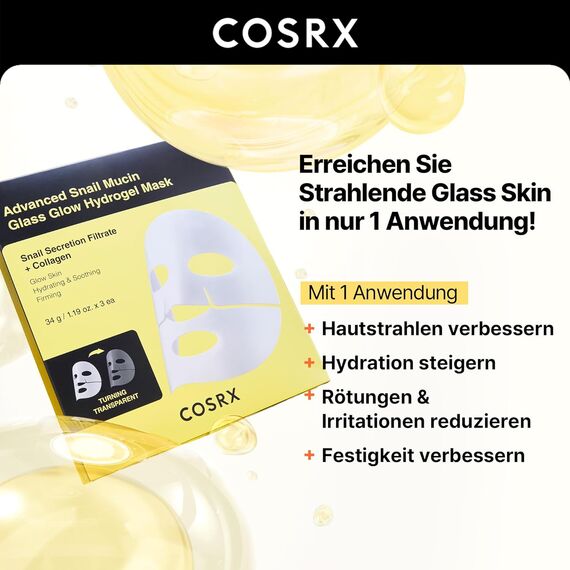 COSRX Snail Mucin Hydrogel Maske – 3er Pack für Feuchtigkeit & Glow, 2 image