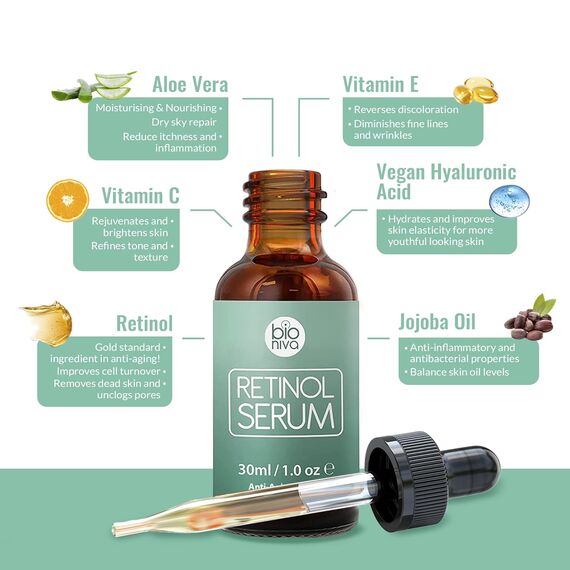 Bioniva Retinol Serum – Anti-Aging mit Vitamin C & Hyaluron | 30 ml, 2 image