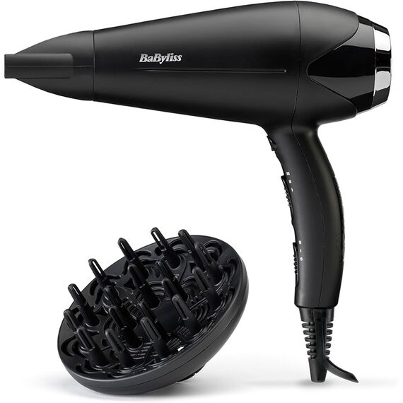 BaByliss Turbo Smooth Haartrockner 2200W – Ionen-Föhn mit Diffusor, Anti-Frizz & 3 Temperaturstufen