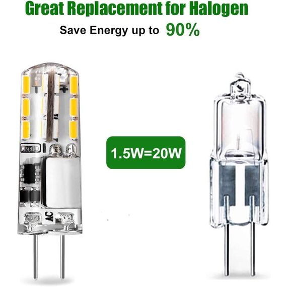 Tailcas G4 Led Warmweiß Birnen, 12V 1.5W Kein Flackern G4 Led Stiftsockellampe, Ersatz für 20W Halogenlampen, Energiesparlampe 3000K, 180LM AC/DC LED Lampen Nicht Dimmbar, 10er Pack