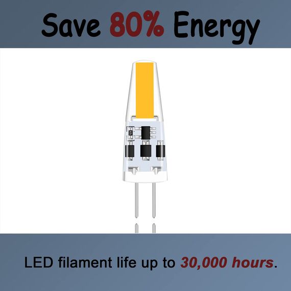 TIAFELNGLY G4 LED Lampen 2W,Dimmbar Kein Flimmern G4 LED Warmweiss Energiesparende Glühbirnen AC/DC 12-24V kleine Glühbirnen 360 Grad Winkel 2W Lampen Birne G4-6er Pack