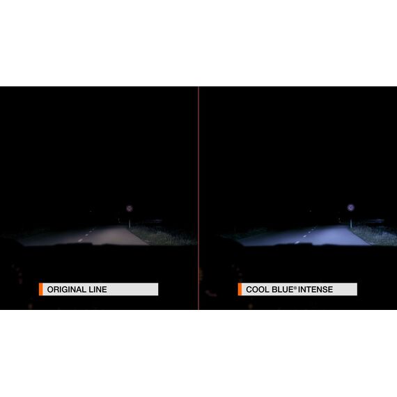 Osram COOL BLUE® INTENSE H4, +100% mehr Helligkeit, bis zu 5.000K, Halogen-Scheinwerferlampe, LED-Look, Hängebox (2 Lampen)