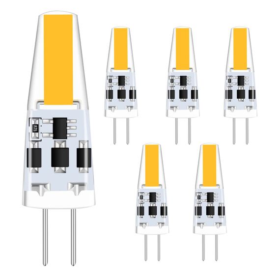 TIAFELNGLY G4 LED Lampen 2W,Dimmbar Kein Flimmern G4 LED Warmweiss Energiesparende Glühbirnen AC/DC 12-24V kleine Glühbirnen 360 Grad Winkel 2W Lampen Birne G4-6er Pack