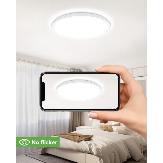 zemty 28W 3200LM LED Deckenleuchte Flach 29.5cm 3Farben 3000/4500/6000K Deckenlampe,Ultra Dünn LED Lampen Deckenlampen,Deckenleuchten Deckenbeleuchtung für Badezimmer,Wohnzimmer,Küche,Schlafzimmer