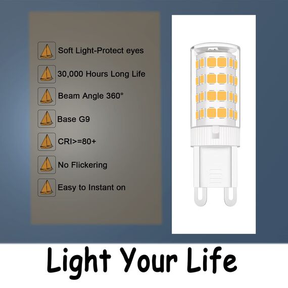 TIAFELNGLY G9 LED Warmweiß 5W, LED Lampen G9 Leuchtmittel, ersetzt 30W 40W 50W Halogenlampen, 360°Abstrahlwinkel L-E-D Birne 10-er Pack