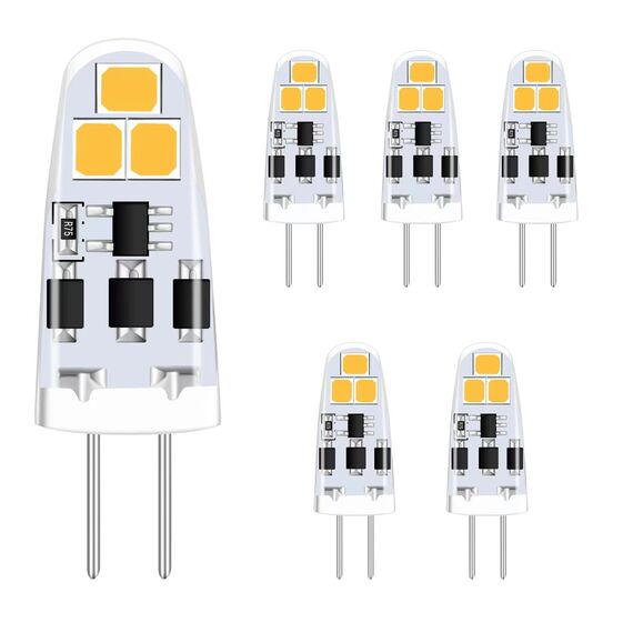 TIAFELNGLY Dimmbar G4 LED Lampen 2W, Kein Flimmern 12V G4 LED Warmweiss Energiesparende Glühbirnen AC/DC 12-24V 360 Grad Winkel Birne G4-6er Pack
