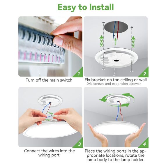 zemty 2Stück 28W 3200LM LED Deckenleuchte Flach 29.5cm 3Farben 3000/4500/6000K Deckenlampe,Ultra Dünn LED Lampen Deckenlampen,Deckenleuchten Deckenbeleuchtung für Badezimmer,Wohnzimmer,Küche