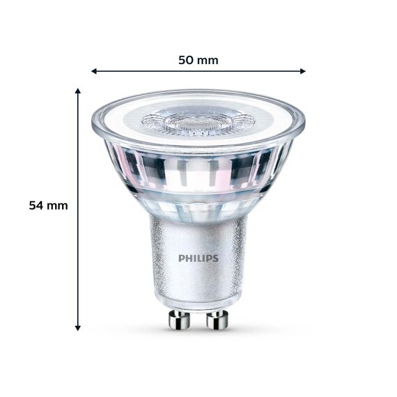 Philips Classic LED GU10 Lampe, 50W, klar, neutralweiß, nicht dimmbar, Doppelpack, Kaltweiß