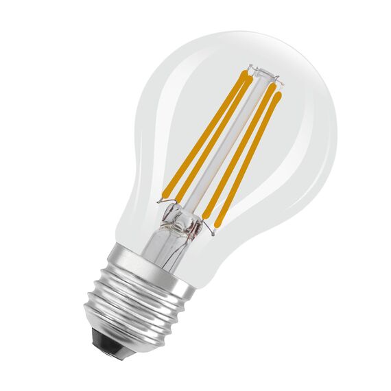 OSRAM Hocheffiziente LED Lampen mit Energieeffizienz Klasse A, Vorteilspack mit 30 Leuchtmittel, ersetzt herkömmliche 60W Glühbirnen, Birnenform, warmweiß(2700K), E27, Filament Glas