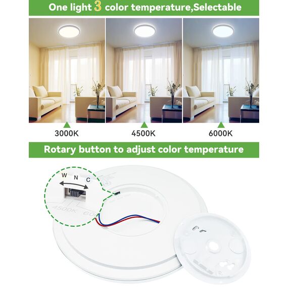 zemty 4 Stück 24W 2100LM LED Deckenleuchte Flach, 3000K/4500K/6000K Deckenlampe Rund Ø22cm Ultra Dünn Modern LED Lampen Deckenlampen, Deckenleuchten Badezimmer Lampe Decke für Küche Flur