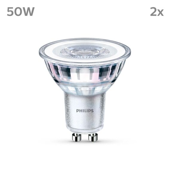 Philips LED Lampe ersetzt 50W, GU10 Reflektor, warmweißes Licht (2700 K), 355 Lumen, 2er pack, Matt