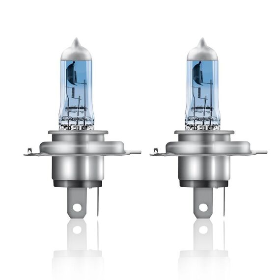 Osram COOL BLUE® INTENSE H4, +100% mehr Helligkeit, bis zu 5.000K, Halogen-Scheinwerferlampe, LED-Look, Hängebox (2 Lampen)