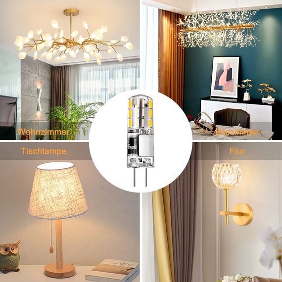 Tailcas G4 Led Warmweiß Birnen, 12V 1.5W Kein Flackern G4 Led Stiftsockellampe, Ersatz für 20W Halogenlampen, Energiesparlampe 3000K, 180LM AC/DC LED Lampen Nicht Dimmbar, 10er Pack