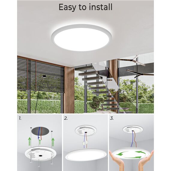 zemty 36W 4200LM LED Deckenleuchte Flach 42cm 3Farben 3000/4500/6000K Deckenlampe,Ultra Dünn LED Lampen Deckenlampen,Deckenleuchten Deckenbeleuchtung für Badezimmer,Wohnzimmer,Küche,Schlafzimmer