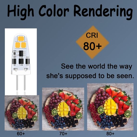 TIAFELNGLY Dimmbar G4 LED Lampen 2W, Kein Flimmern 12V G4 LED Warmweiss Energiesparende Glühbirnen AC/DC 12-24V 360 Grad Winkel Birne G4-6er Pack