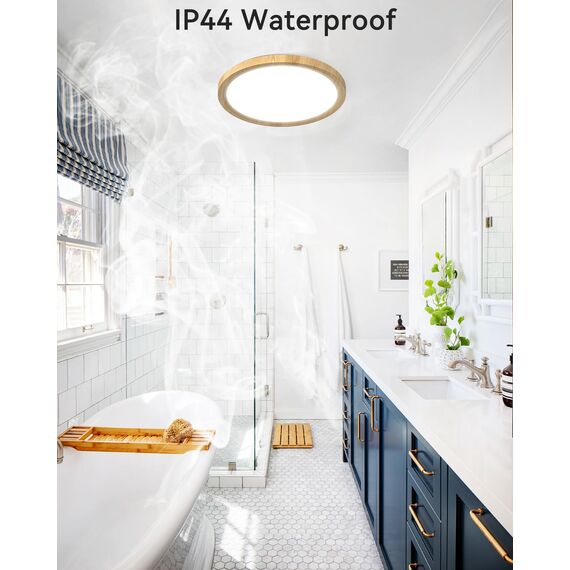 Zemty 24W LED Deckenleuchte Flach 29.5cm 3Farben 3000/4000/6500K Deckenlampe, Holzoptik Ultra Dünn LED Lampen Deckenlampen,Deckenleuchten Deckenbeleuchtung für Badezimmer,Wohnzimmer,Küche,Schlafzimmer