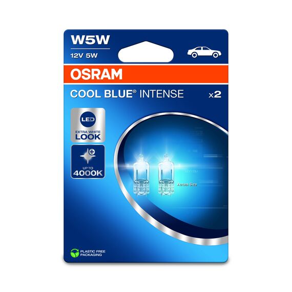 Osram COOL BLUE® INTENSE W5W, bis zu 4.000K, Halogen-Signallampe, Doppelblister (2 Lampen)