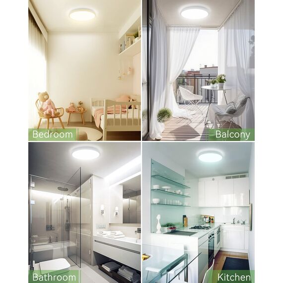 zemty 4 Stück 24W 2100LM LED Deckenleuchte Flach, 3000K/4500K/6000K Deckenlampe Rund Ø22cm Ultra Dünn Modern LED Lampen Deckenlampen, Deckenleuchten Badezimmer Lampe Decke für Küche Flur