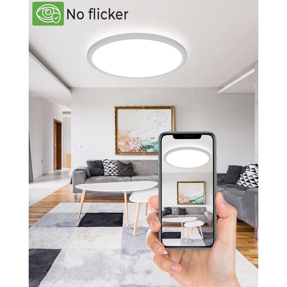 zemty 46W 4600LM LED Deckenleuchte Flach 49cm 3Farben 3000/4000/6500K Deckenlampe,Ultra Dünn LED Lampen Deckenlampen,Deckenleuchten Deckenbeleuchtung für Badezimmer,Wohnzimmer,Küche,Schlafzimmer
