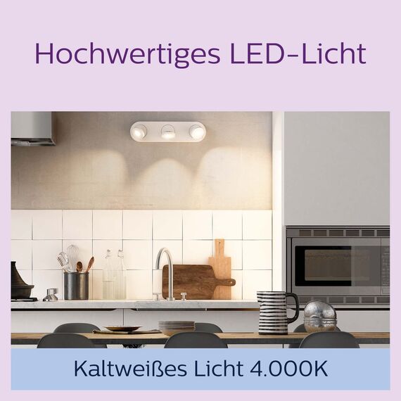 Philips LED Lampe, ersetzt 50W, GU10 Reflektor, neutralweißes Licht (4000K), 390 Lumen, 3er Pack, Neutralweiß