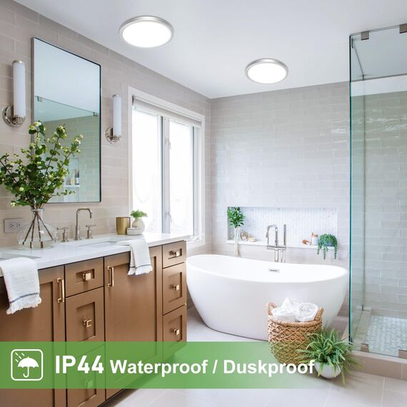 zemty 2Stück/3Farben 3000/4000/6500K LED Deckenleuchte Flach, 15W 1800LM Ø18cm Deckenleuchten, Nickel Rund Ultra Dünn Deckenlampe LED Lampen Deckenlampen,Deckenbeleuchtung für Badezimmer,Küche