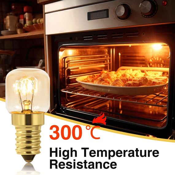 Caldarax 5 Stück Backofenlampe T22 E14 Dimmbar, 2700K Warmweiß, Backofen Birne Bis 300°C Hitzebeständiges, 80LM, AC 230V, Ersatzglühbirne Für Backöfen, Salzlampe, Grillöfen, Mikrowelle, Kühlschränke