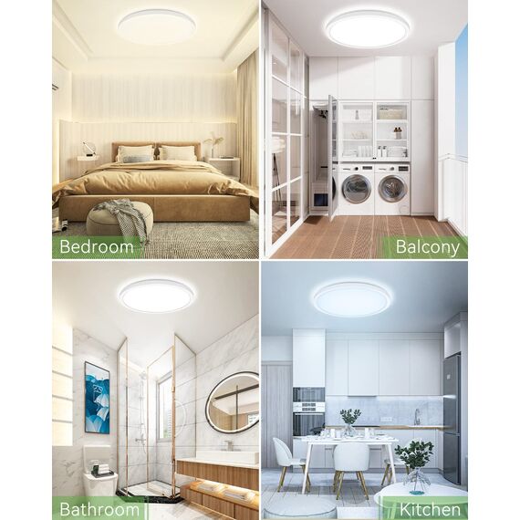 zemty 28W 3200LM LED Deckenleuchte Flach 29.5cm 3Farben 3000/4500/6000K Deckenlampe,Ultra Dünn LED Lampen Deckenlampen,Deckenleuchten Deckenbeleuchtung für Badezimmer,Wohnzimmer,Küche,Schlafzimmer