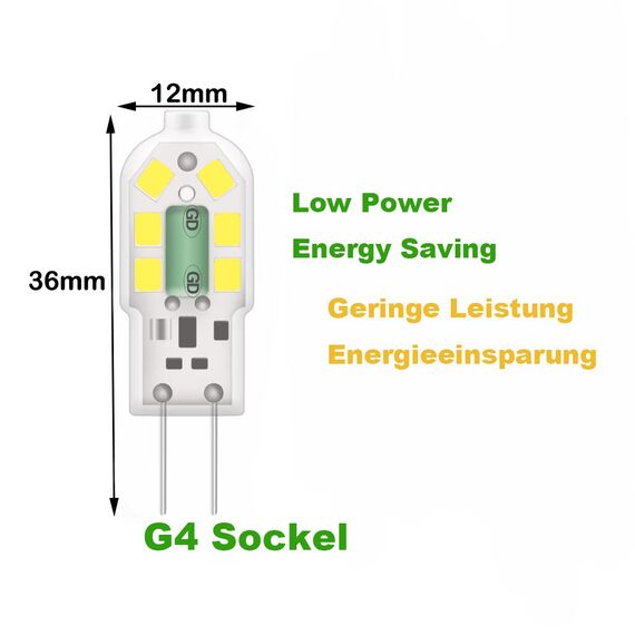 G4 LED Lampen,Kaltweiß 6500K,Ersatz 20W Halogenlampen,Leuchtmittel Stiftsockellampe Glühbirne, 2W 200lm 12V AC/DC, Kein Flackern Nicht Dimmbar -10 Pack…