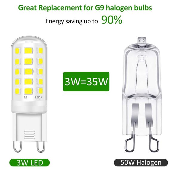 Tailcas G9 LED Lampen Kaltweiss 6000K, 3W LED Lampe Ersatz für 30W 40W 50W Halogenlampen, 350 Lumen G9 Leuchtmittel, Nicht Dimmbar Kein Flimmern, 360° Abstrahlwinkel, AC 220-240V 6er Pack