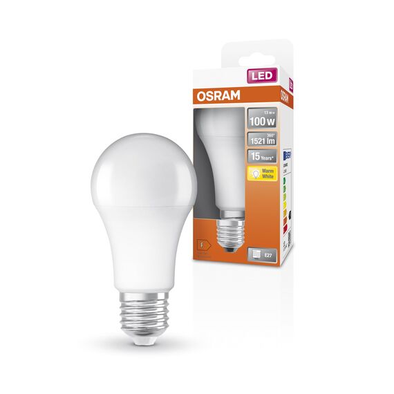 OSRAM LED Star Classic A100 LED Lampe für E27 Sockel, Birnenform, matte Optik, 1521 Lumen, warmweiß (2700K), Ersatz für herkömmliche 100W Glühbirnen, nicht dimmbar, 1er-Pack