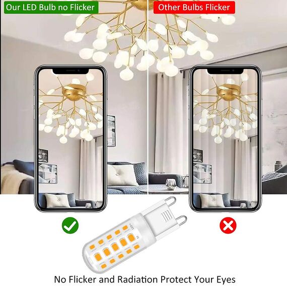 Tailcas G9 LED Lampe Warmweiß 3000K, 3W LED Lampen Ersatz für 30W 40W 50W Halogenlampe, G9 LED Leuchtmittel 350LM, Nicht dimmbar, Kein Flimmern, 360° Abstrahlwinkel, AC 220-240V, 6 Stück