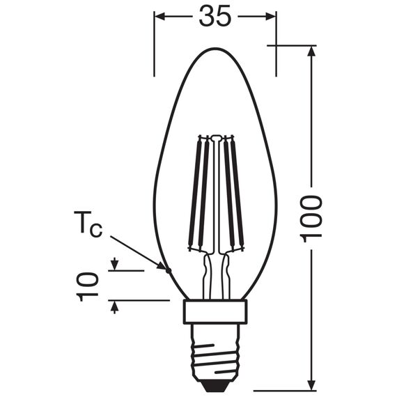 Osram LED-Lampe in klassischer Miniballform, mit dekorativem LED-Filament, Energieeffizienzklasse A, E14, 1.2 W, 255 lm, 2700 K, warmweiß. Ohne Aufwärmen, 4-Pack, Klar