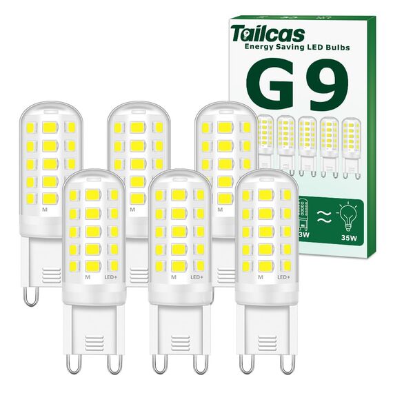 Tailcas G9 LED Lampen Kaltweiss 6000K, 3W LED Lampe Ersatz für 30W 40W 50W Halogenlampen, 350 Lumen G9 Leuchtmittel, Nicht Dimmbar Kein Flimmern, 360° Abstrahlwinkel, AC 220-240V 6er Pack