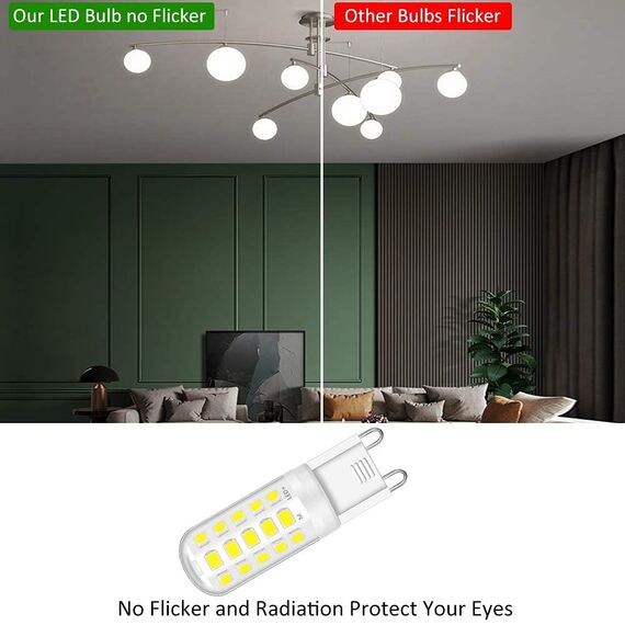 Tailcas G9 LED Lampen Kaltweiss 6000K, 3W LED Lampe Ersatz für 30W 40W 50W Halogenlampen, 350 Lumen G9 Leuchtmittel, Nicht Dimmbar Kein Flimmern, 360° Abstrahlwinkel, AC 220-240V 6er Pack