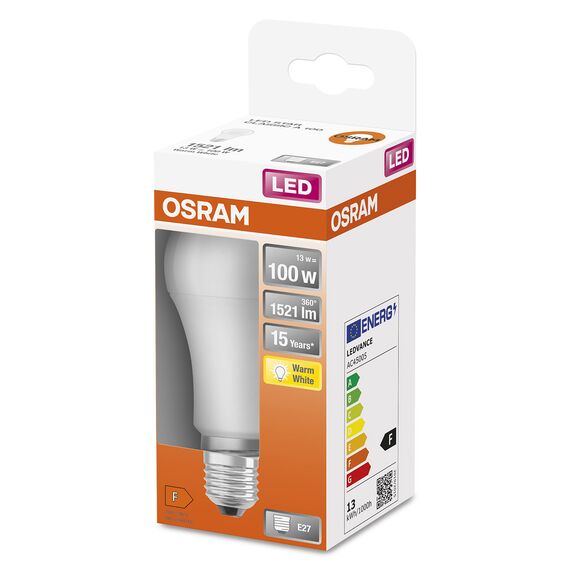 OSRAM LED Star Classic A100 LED Lampe für E27 Sockel, Birnenform, matte Optik, 1521 Lumen, warmweiß (2700K), Ersatz für herkömmliche 100W Glühbirnen, nicht dimmbar, 1er-Pack