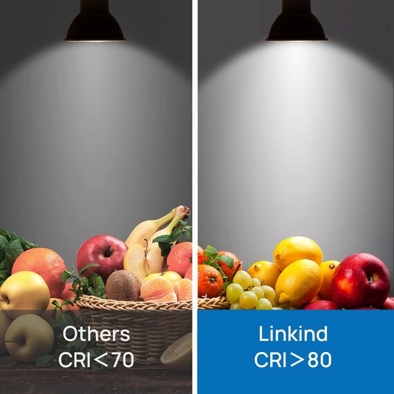 Linkind Dimmbar 5.7W GU10 LED Lampen, 75 Watt ersetzt, 600Lm 5000K Kaltweiß Spot Birne mit breitem 110° Abstrahlwinkel, MR16 LED Spot, 5 Stück