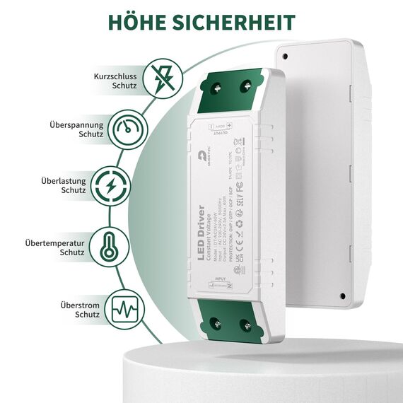 LED Netzteil 24V 2,5A, LED Trafo Transformator 230V auf 24V DC, Treiber 24 Volt 60 Watt, IP44 LED Driver Power Supply Gleichstrom Konstantspannungs für Streifen Lampen, DUSKTEC