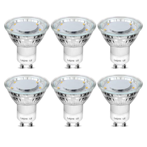 Lepro GU10 LED Warmweiss Energiesparlampen, 4W Ersetzt 50W Glühbirne, 325 Lumen 2700K GU 10 Led Lampen Warmweiß, Abstrahlwinkel 100° Flimmerfrei Strahler, Nicht Dimmbar Reflektor Birnen, 6er-Pack