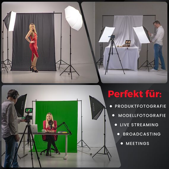 PIXETOOL Fotostudio Set – 1 Softbox Licht, Durchlichtschirm, LED Lampe 4800 Lumen 3000-6000K – 50x70 cm Softboxen - Fotolicht Videolicht Fotolampe – Light Streaming Video Fotografie Studiolicht